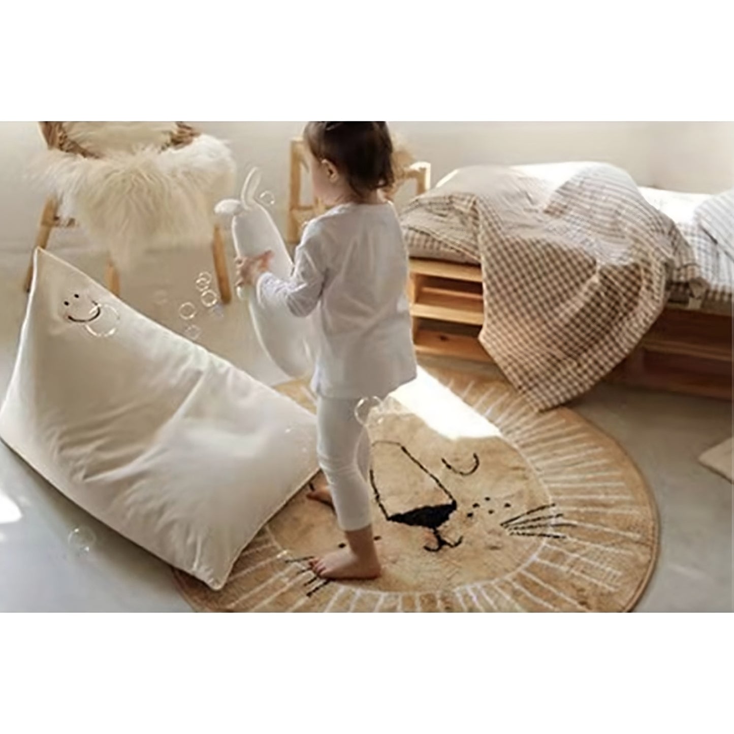 Boho Nursery Nordic Round Lion Rug