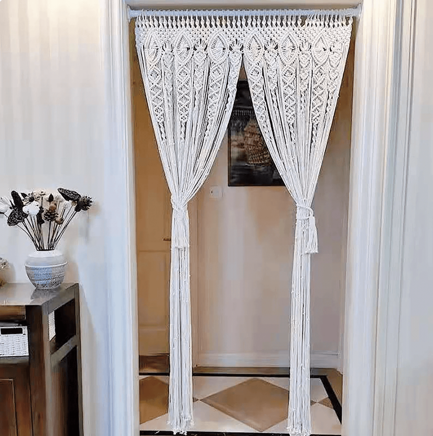 Peace Boho Macrame Tapiz Borla Cortina