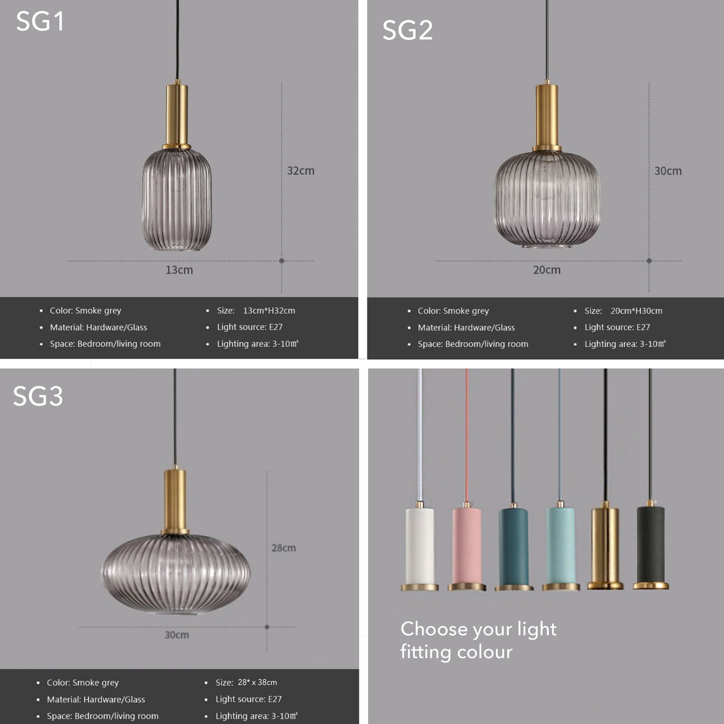 Nordic Colourful Glass Pendant Lights - 4 Colours