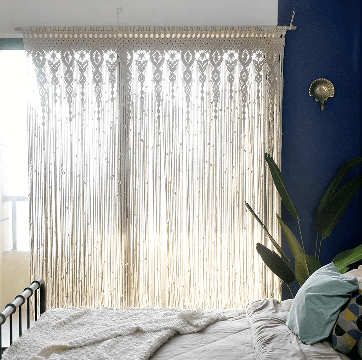 Peace Boho Macrame Tapiz Borla Cortina