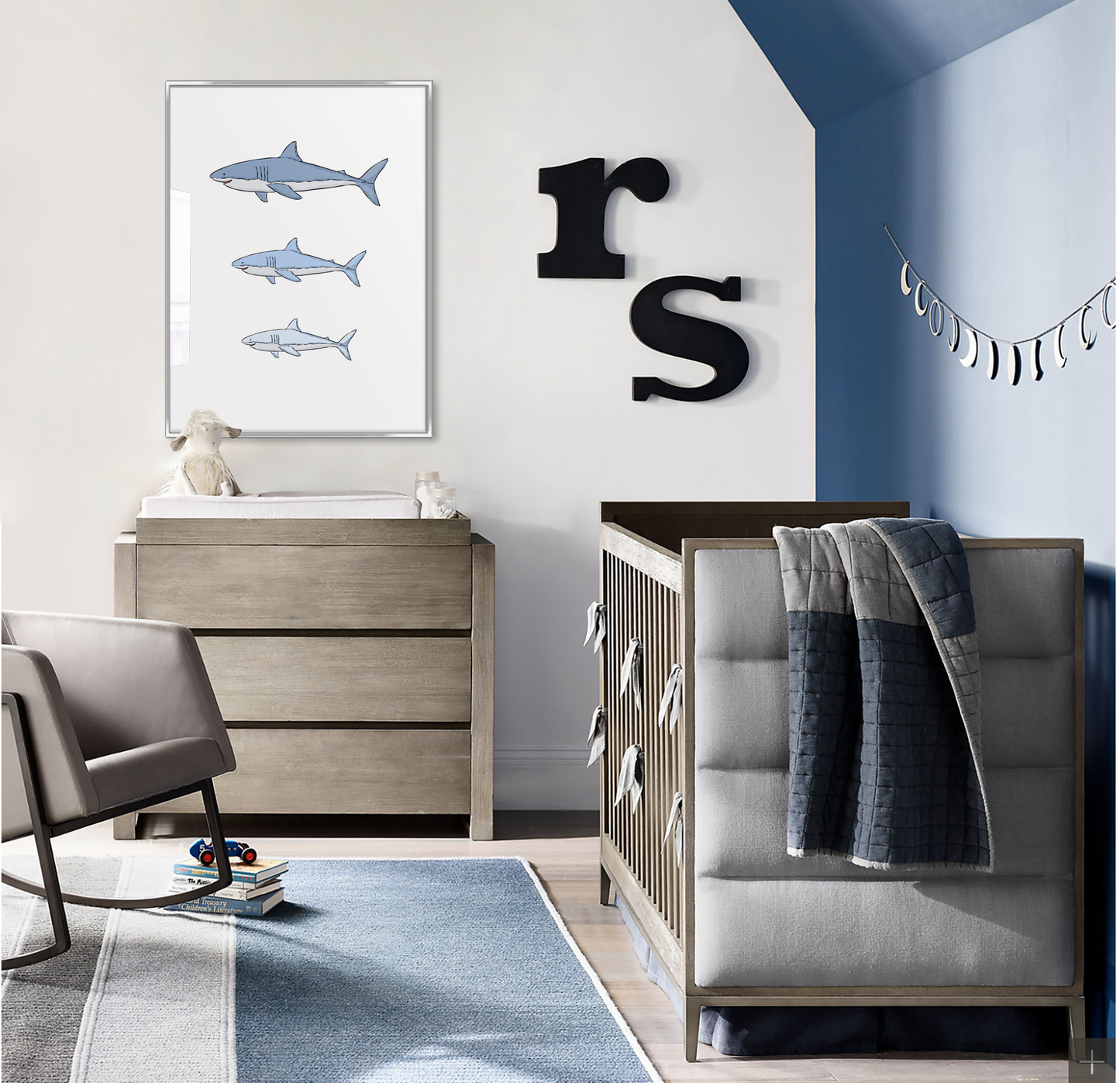 Shark Family Art Print - Jasmine and Jade Interiors