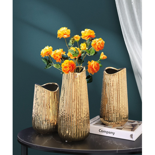 Golden Bark Vases - Jasmine and Jade Interiors