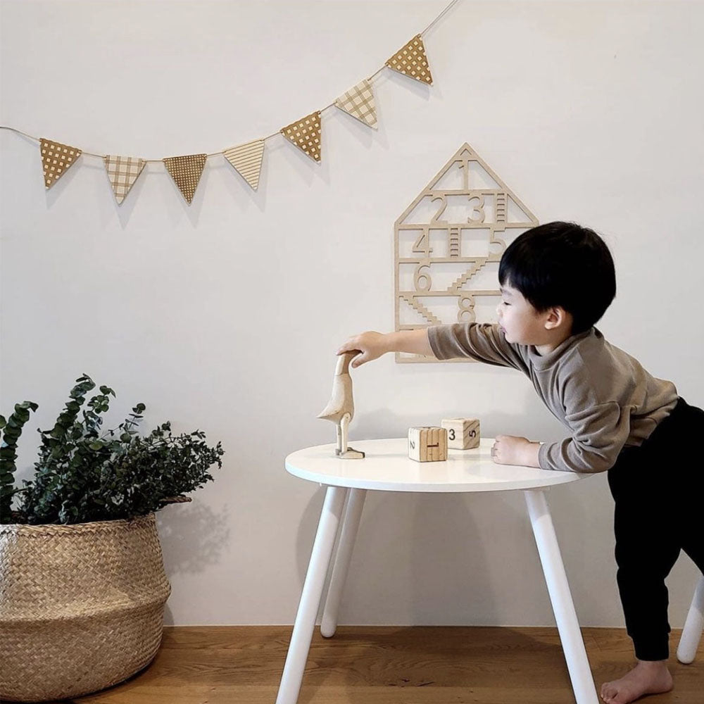 Nordic Wood Boho Nursery Wall Garland. Kids bedroom decor