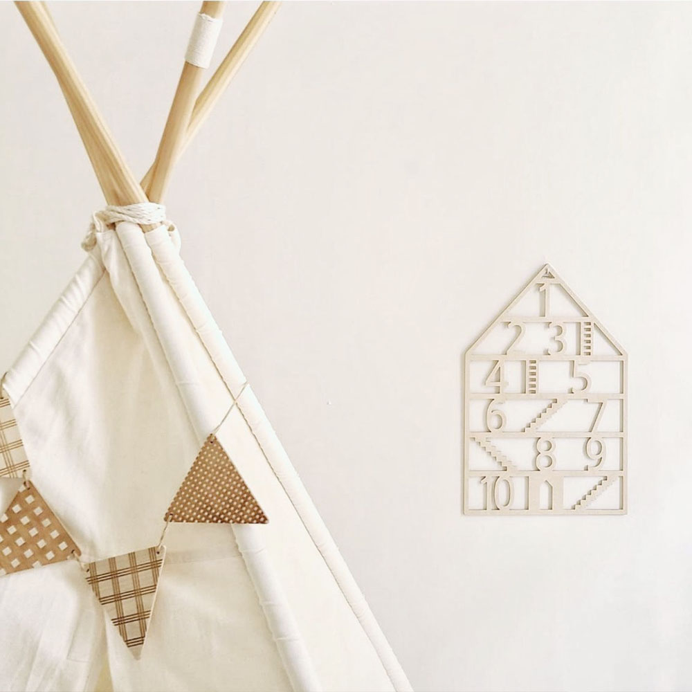 Nordic Wood Boho Nursery Wall Garland. Kids bedroom decor
