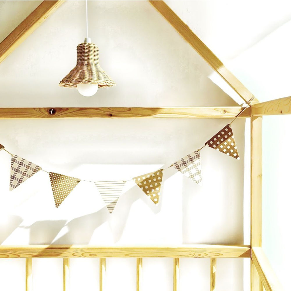 Nordic Wood Boho Nursery Wall Garland. Kids bedroom decor