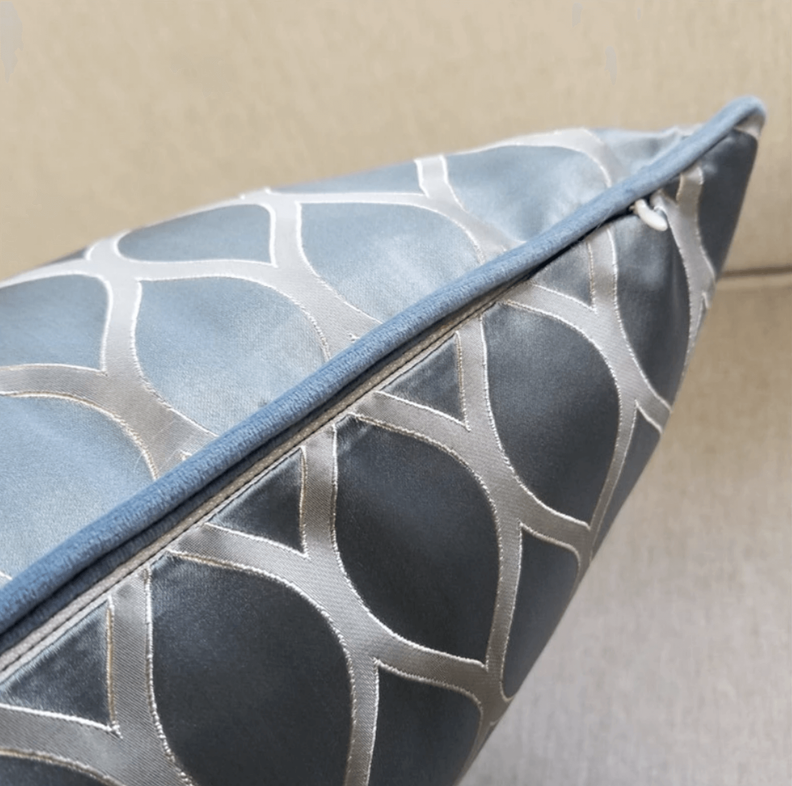 Aqua blue, satin & velvet cushion cover for living room or bedroom