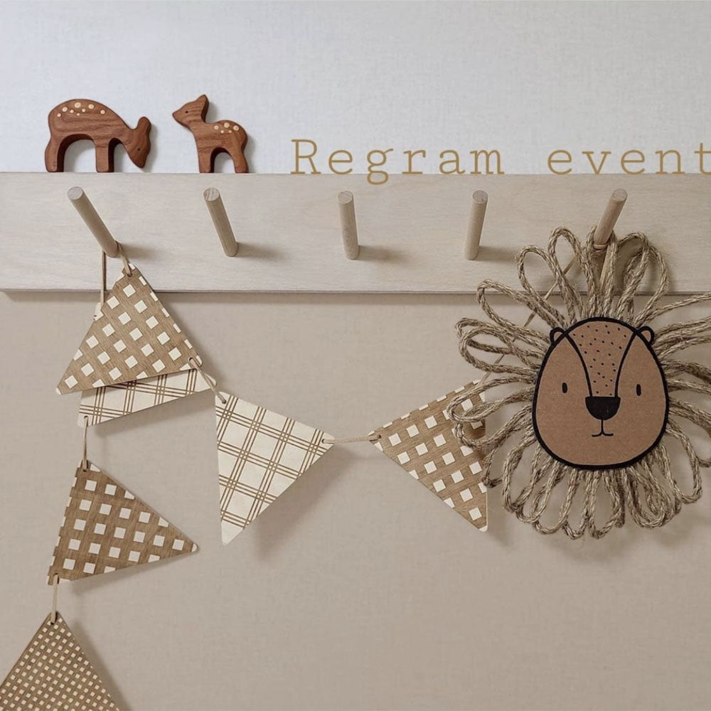 Nordic Wood Boho Nursery Wall Garland. Kids bedroom decor