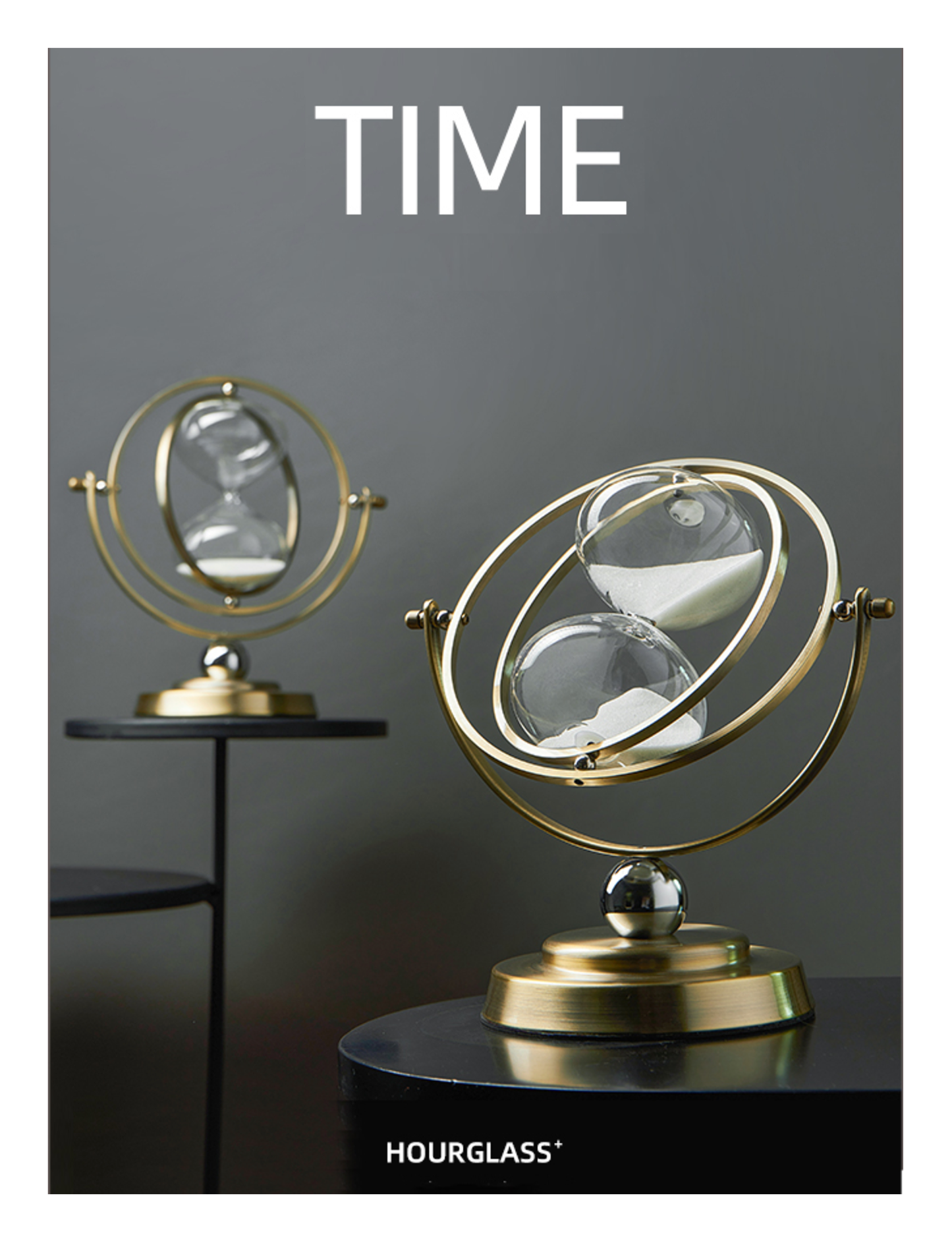 Gold Hourglass Timer - White or Black Sand