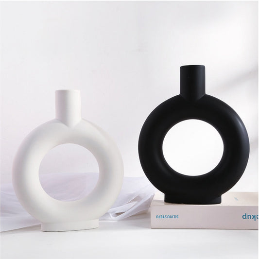 Nordic Black or White Hoop Vases - Jasmine and Jade Interiors