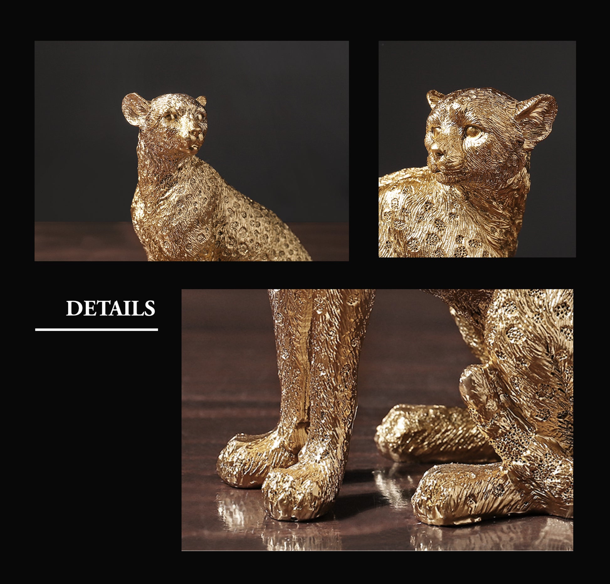 Golden Leopard Ornaments - Jasmine and Jade Interiors