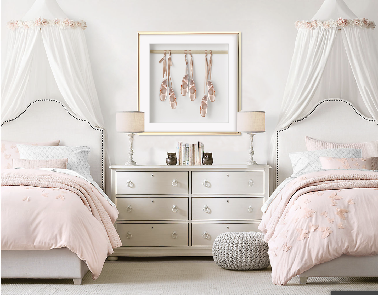 Girls pink & gold bedroom ballet art posters
