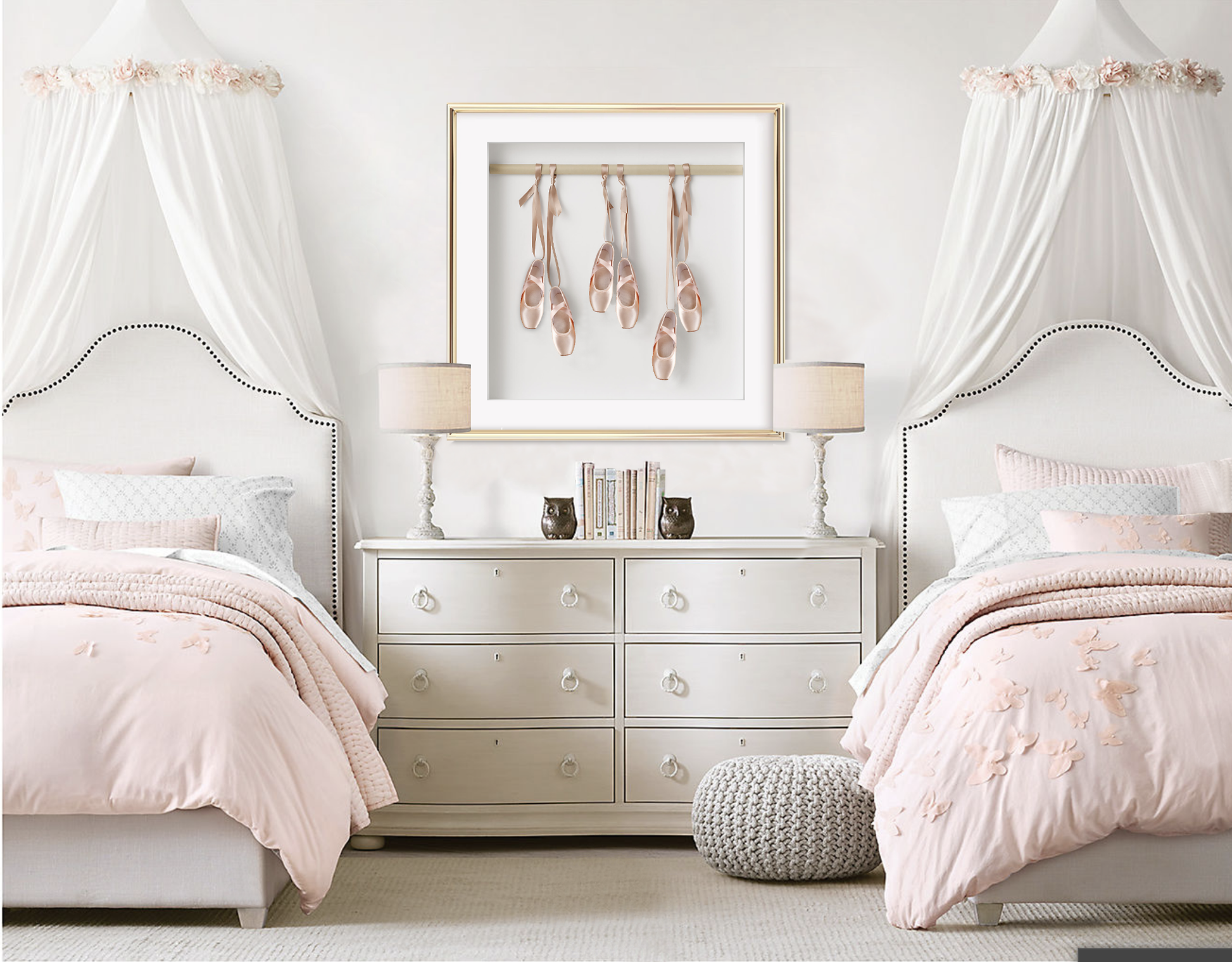 Girls pink & gold bedroom ballet art posters