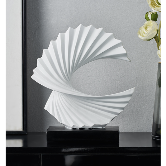 White Modern Wave Sculpture - Jasmine and Jade Interiors