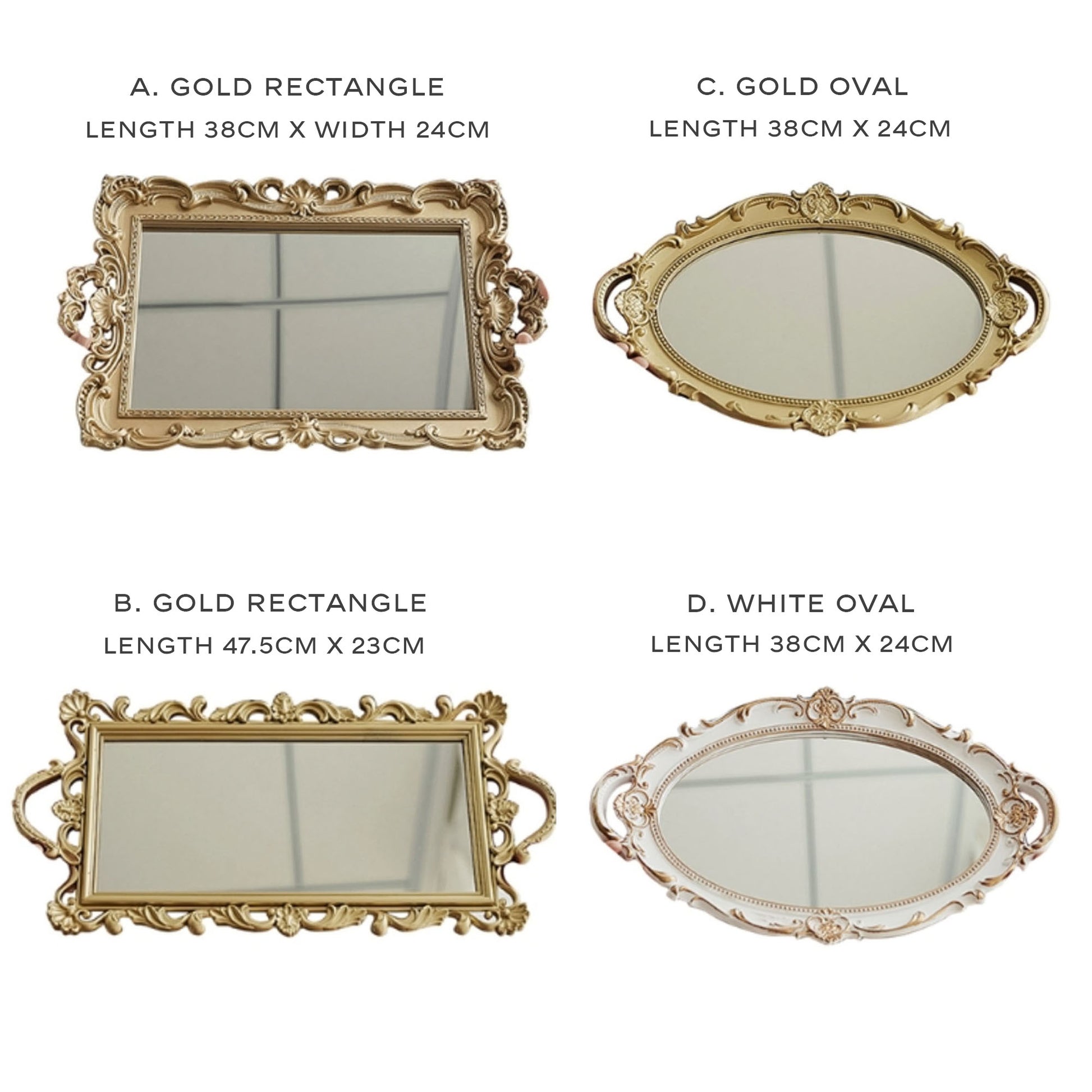 Golden Mirror Vanity Tray - 2 Sizes - Jasmine and Jade Interiors