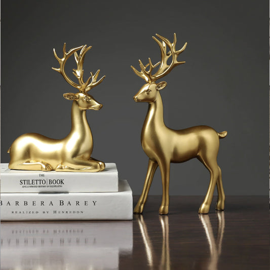 Gold Stag & Deer Sculptures - Jasmine and Jade Interiors