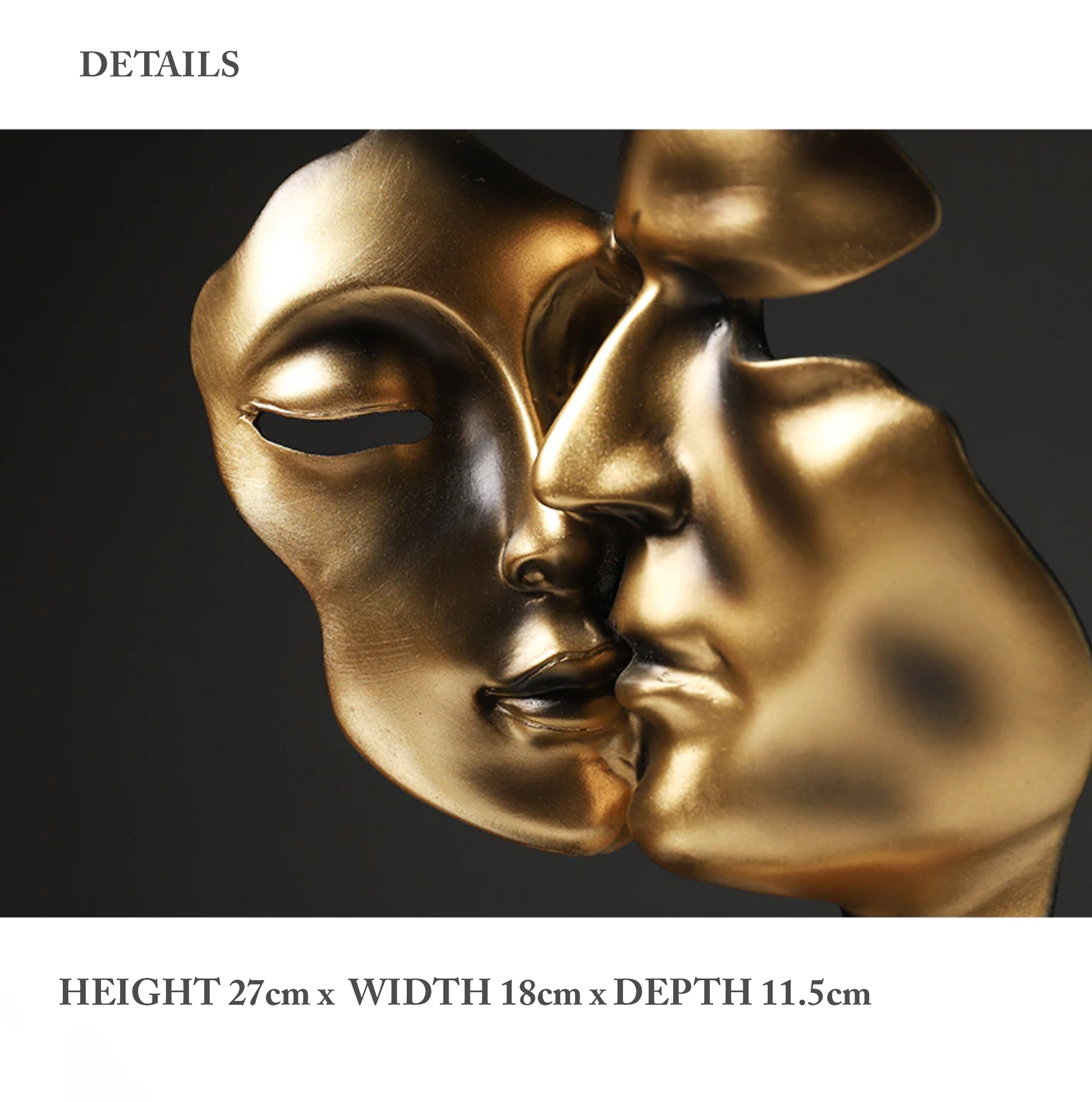 Lovers Kiss Gold Sculpture - Jasmine and Jade Interiors