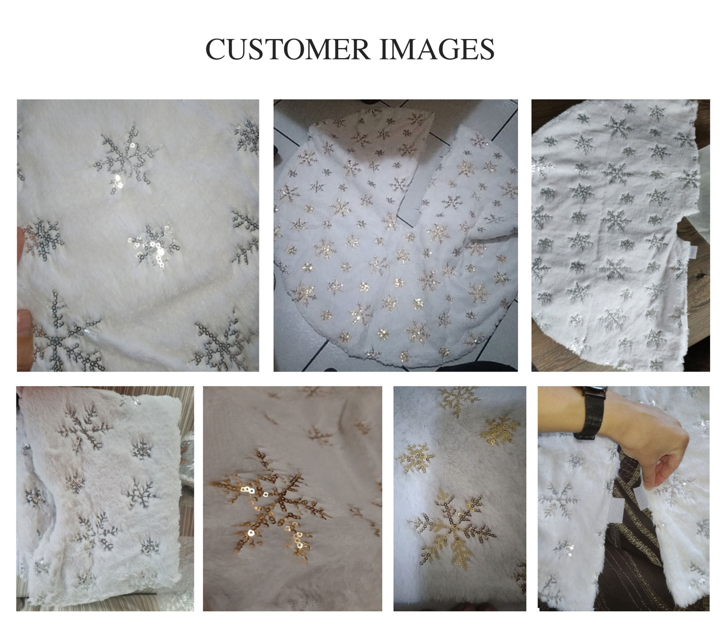 Christmas Tree Skirt - Snowflake Sparkle - Gold or Silver