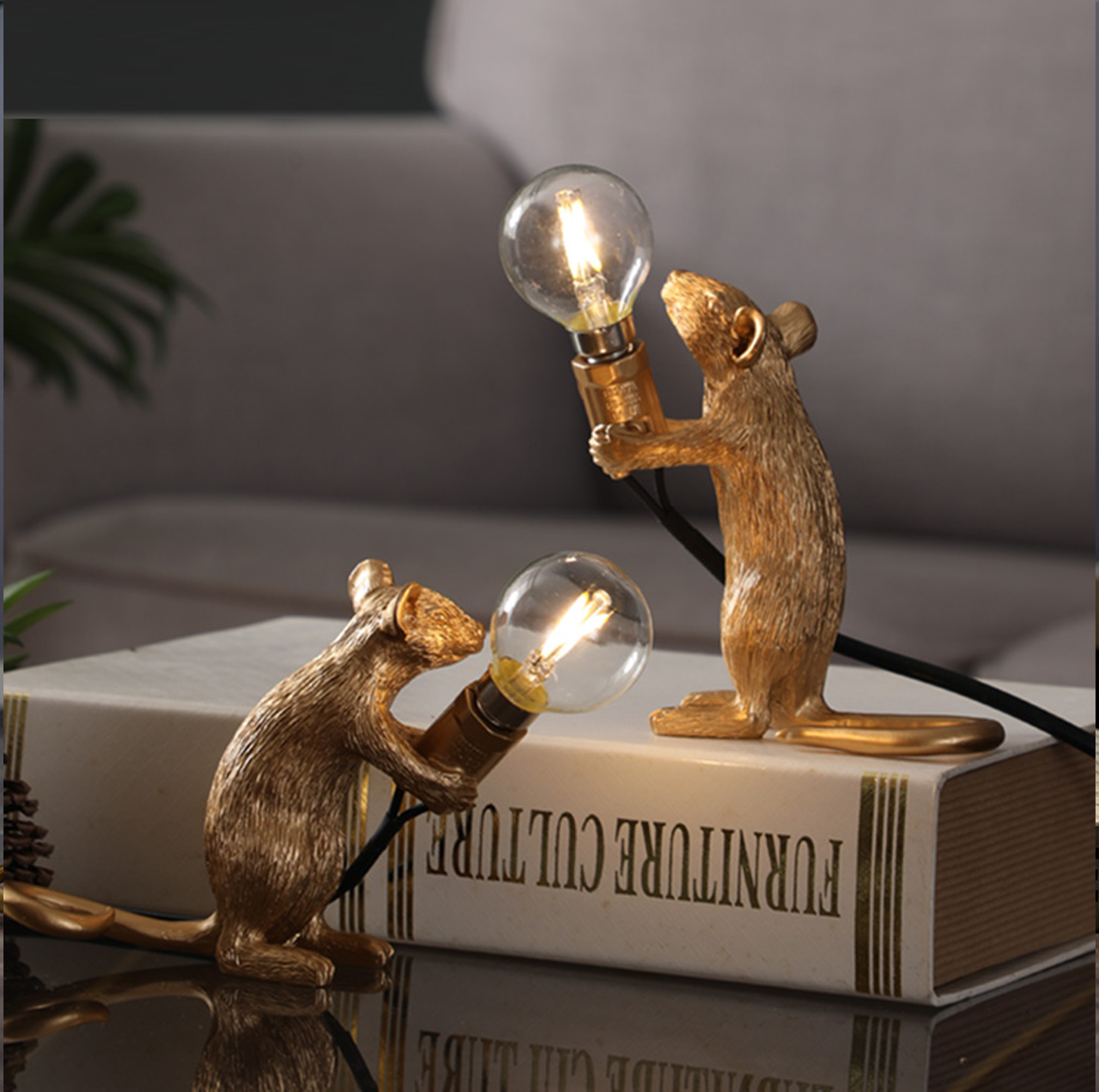 Nordic White, Black or Gold Mice Table Lamps - Jasmine and Jade Interiors