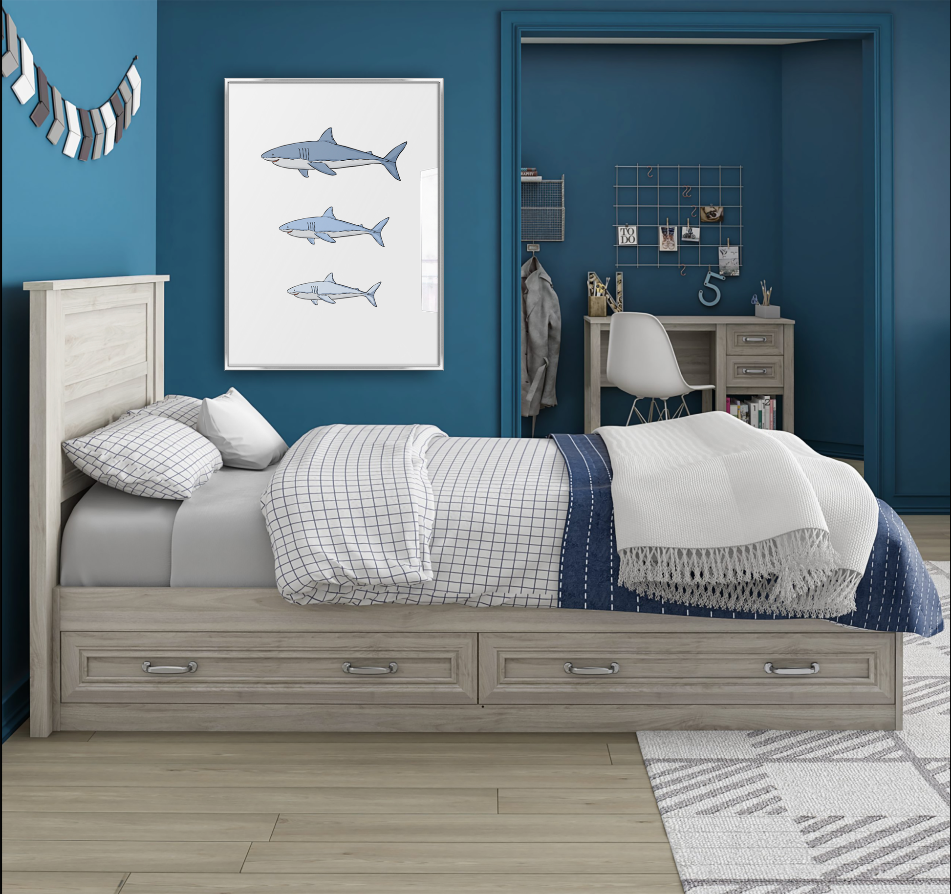 Shark Family Art Print - Jasmine and Jade Interiors