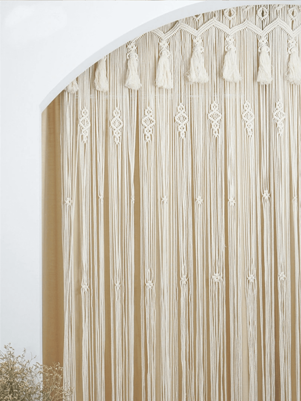 Cortina con borlas de tapicería de macramé Love Boho