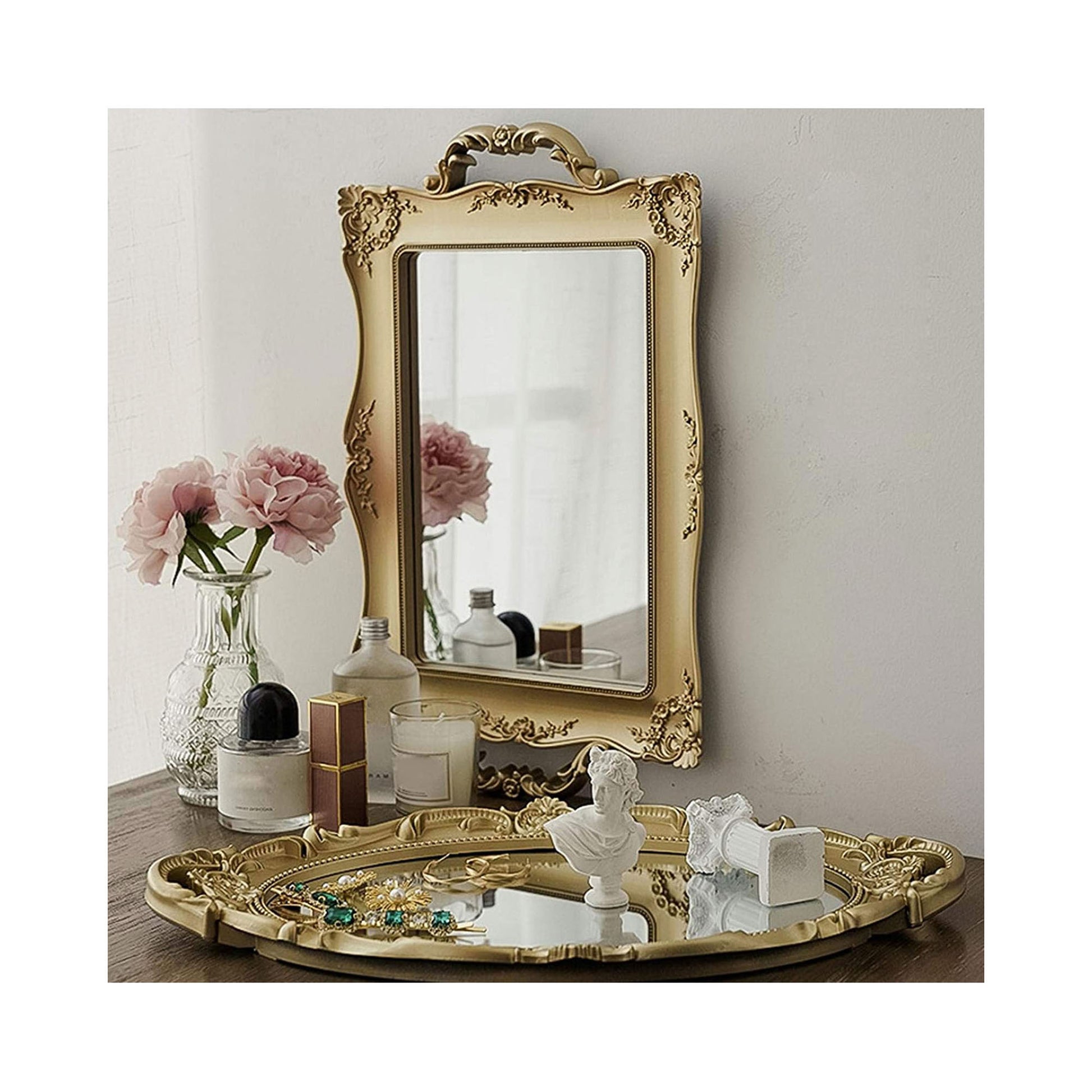 Golden Mirror Vanity Tray - 2 Sizes - Jasmine and Jade Interiors