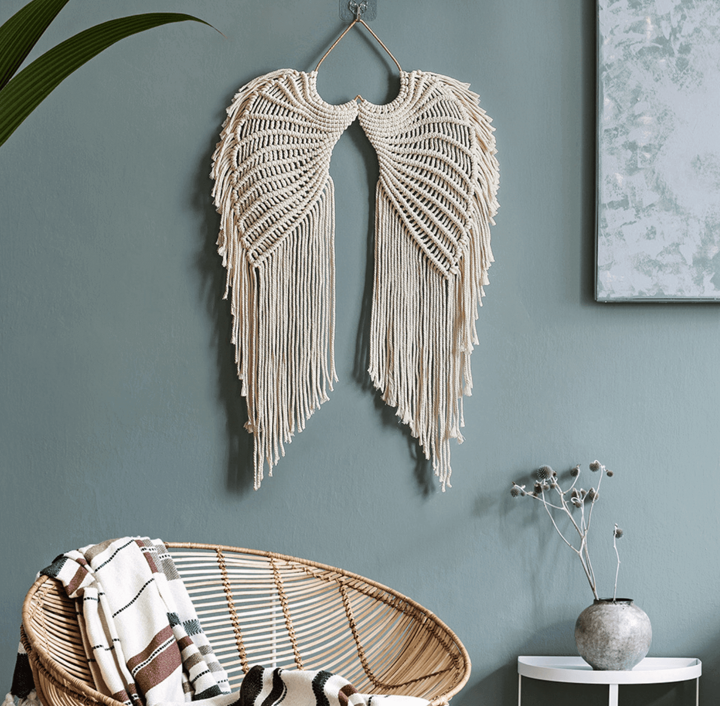 Boho macrame angel wing wall decor