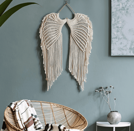 Boho macrame angel wing wall decor