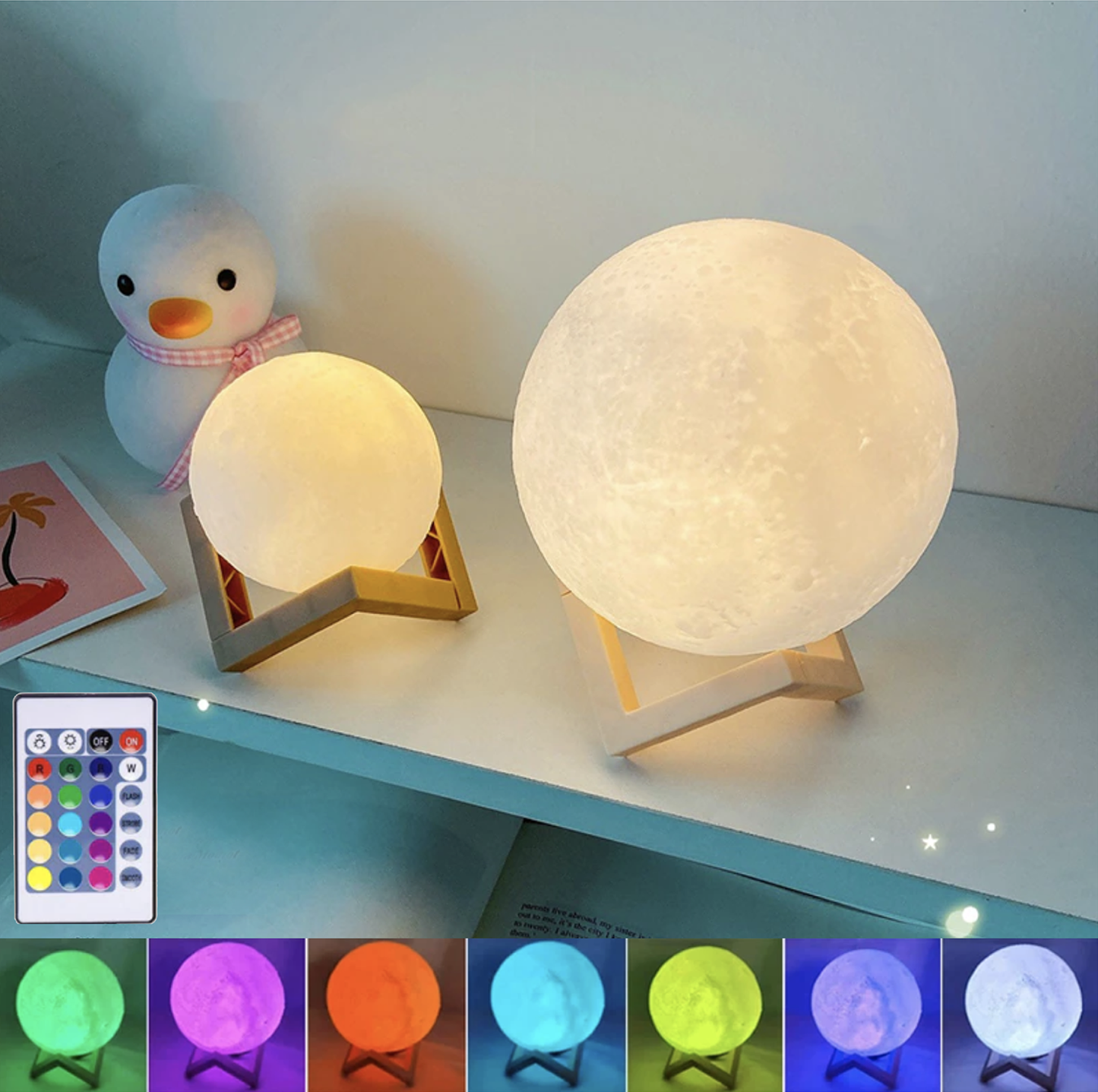 Colour Change Remote Control Portable Moon Lamp - 16 Colours - Jasmine and Jade Interiors