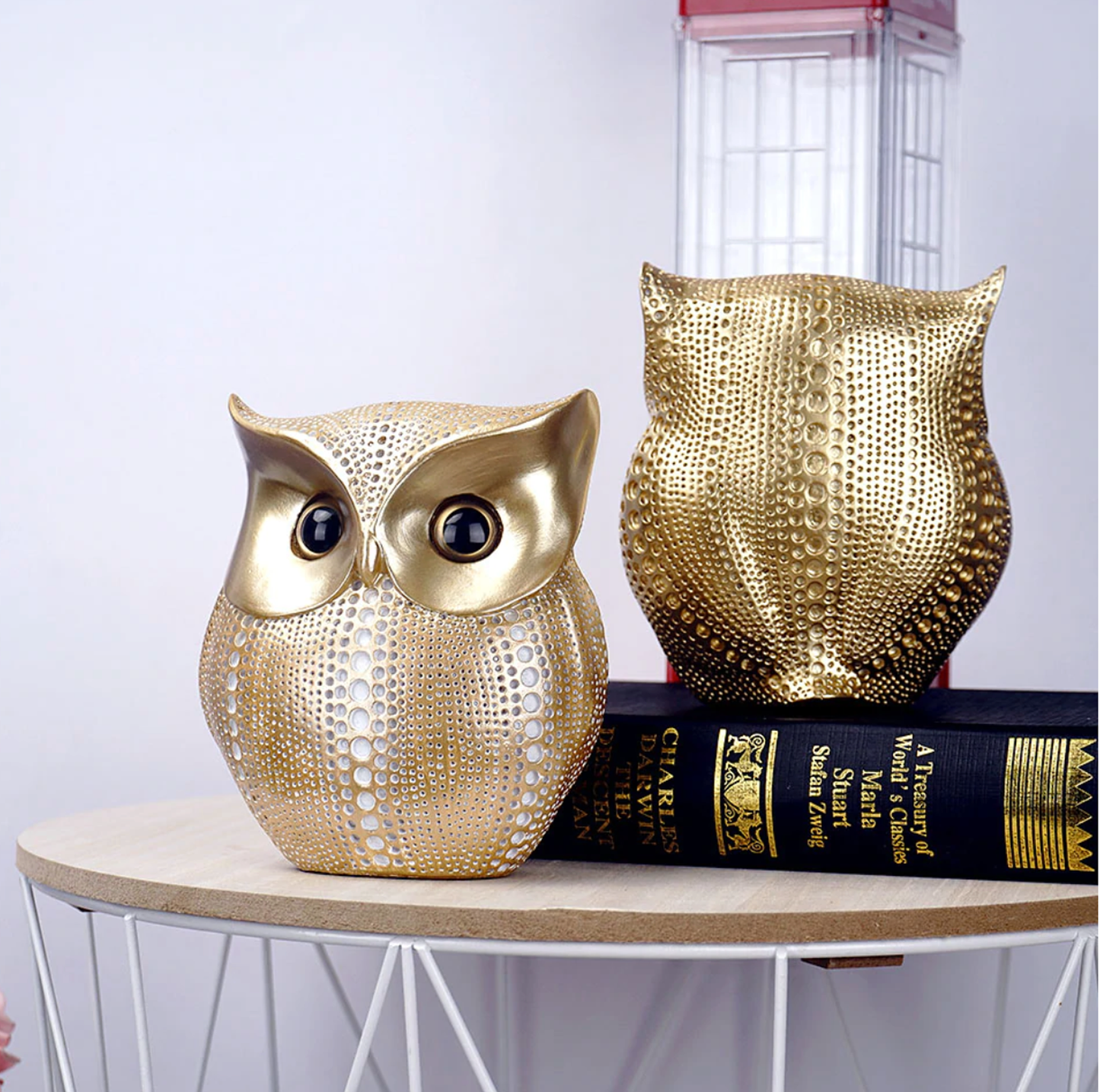 Golden Owl Sculpture's - Jasmine and Jade Interiors