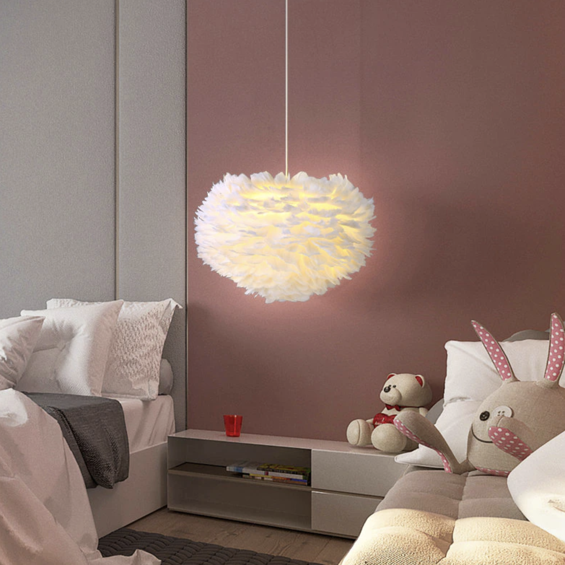 Swan Feather Pendant, ceiling light, lamp