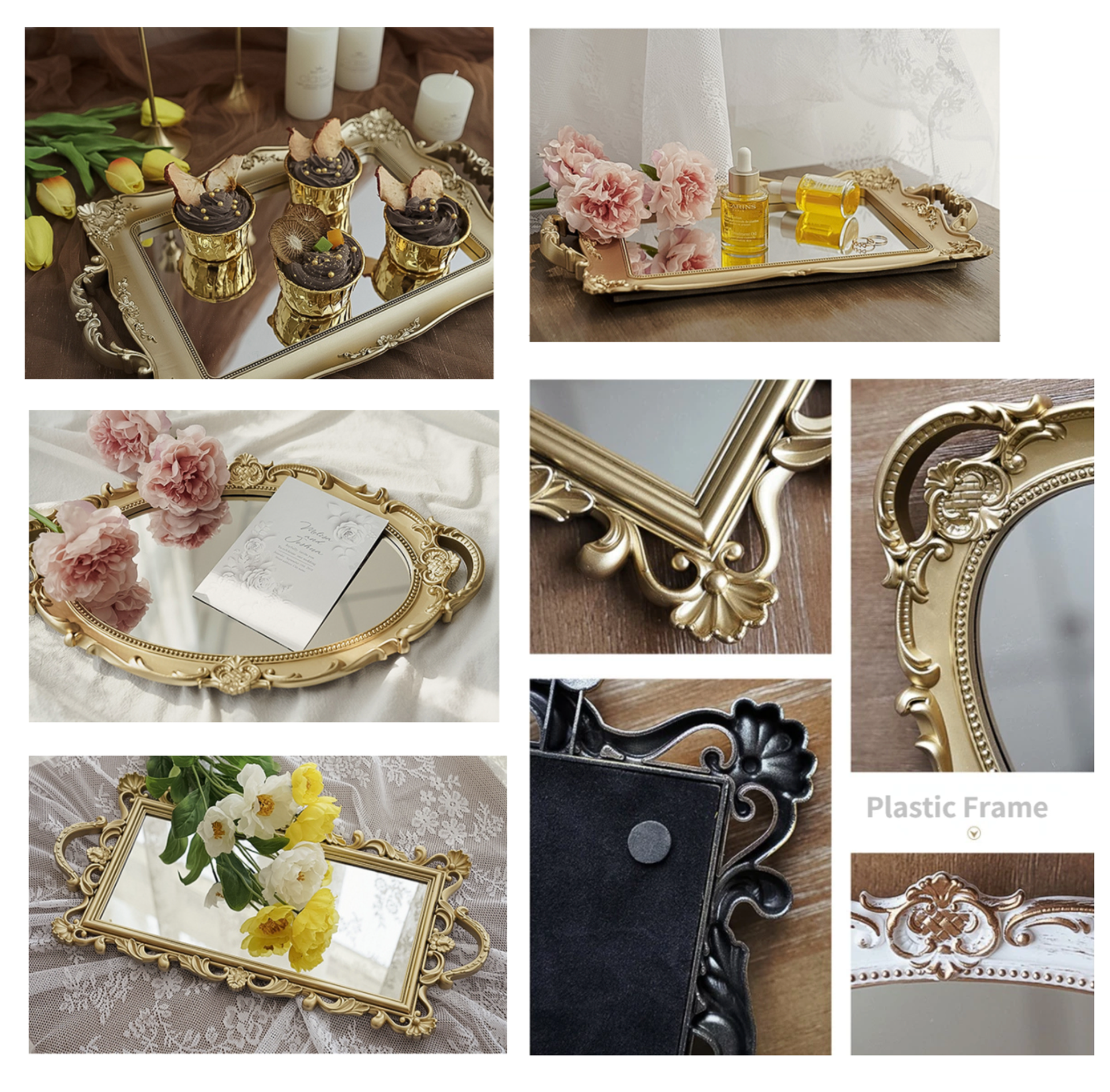 Golden Mirror Vanity Tray - 2 Sizes - Jasmine and Jade Interiors