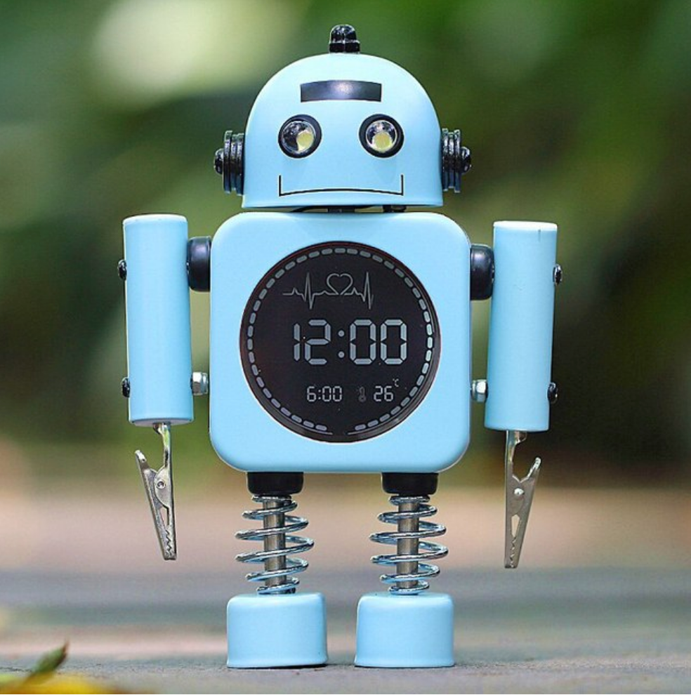 Retro Robot Alarm Clock with Light up Eyes - 5 Colours - Jasmine and Jade Interiors