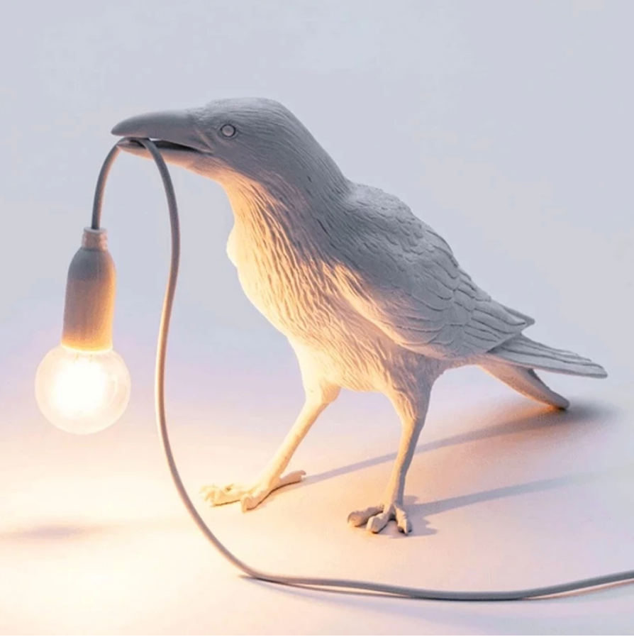 Nordic Raven Table Lamp  - Black or White - Jasmine and Jade Interiors