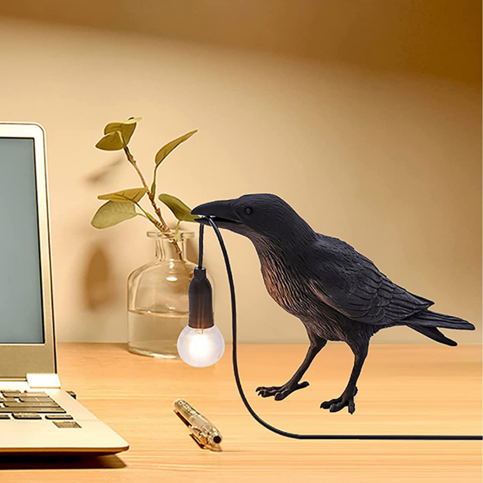 Nordic Raven Table Lamp  - Black or White - Jasmine and Jade Interiors