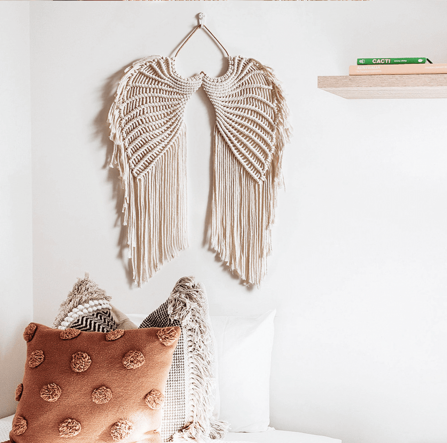 Boho macrame angel wing wall decor
