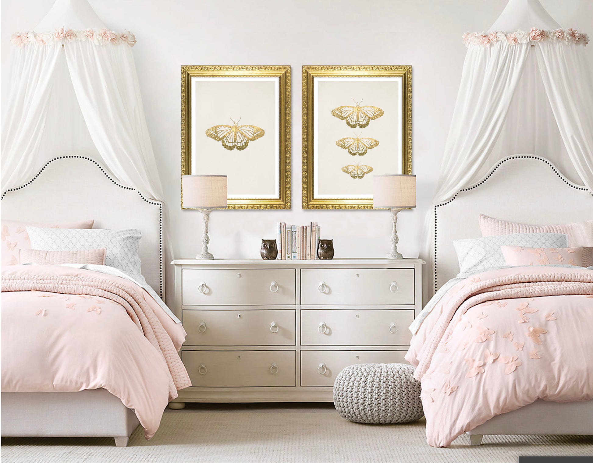 Gold Butterflies Art Print - Jasmine and Jade Interiors