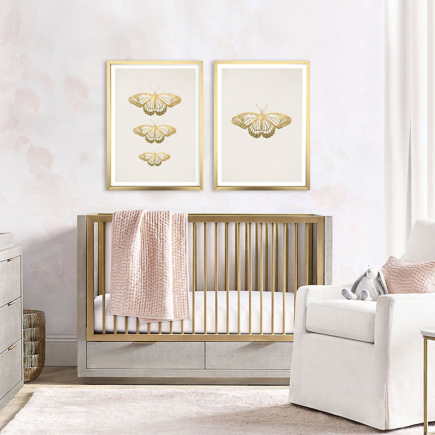 Single Gold Butterfly Art Print - Jasmine and Jade Interiors