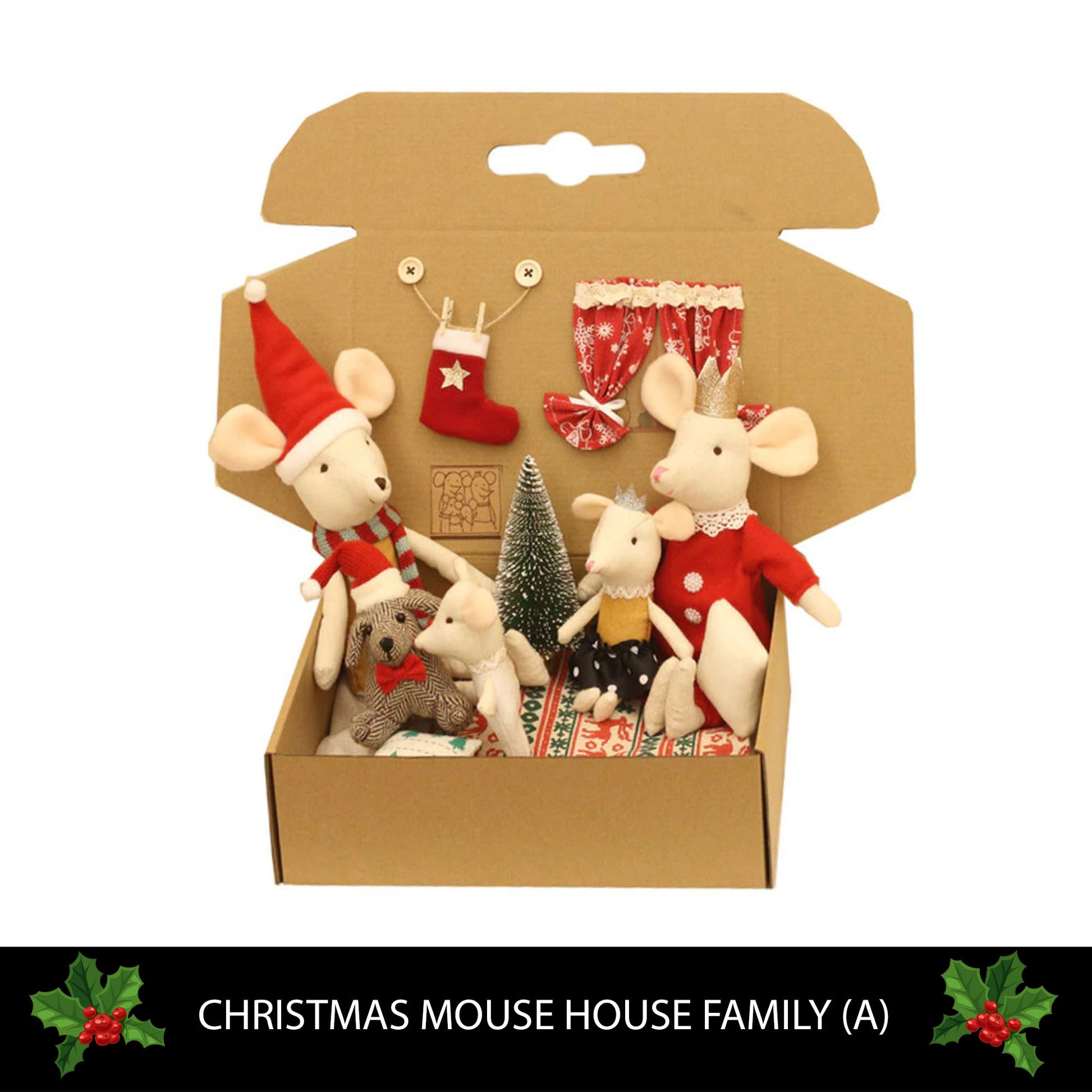 Christmas mouse family & dolls house kids gift