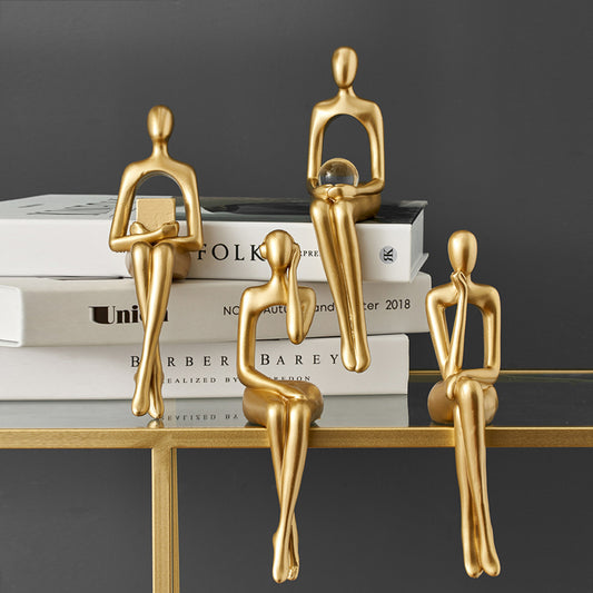 Nordic Gold Figurine's - Abstract Bookshelf Decor Figurines - Jasmine and Jade Interiors