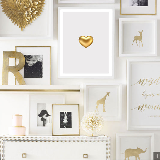 Single Gold 3D Heart Art Print - Jasmine and Jade Interiors