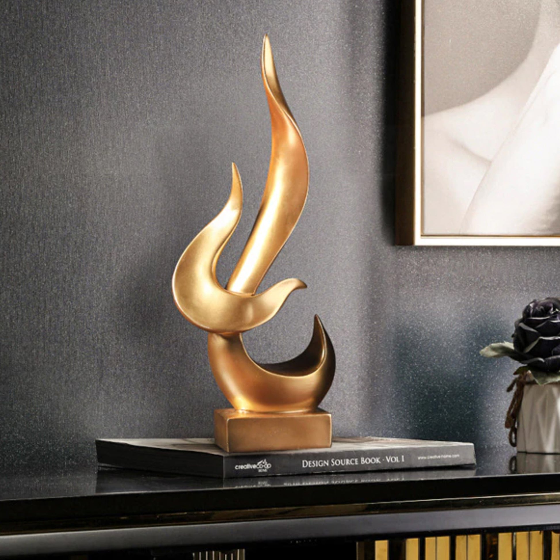 Golden Flame Sculpture - Jasmine and Jade Interiors