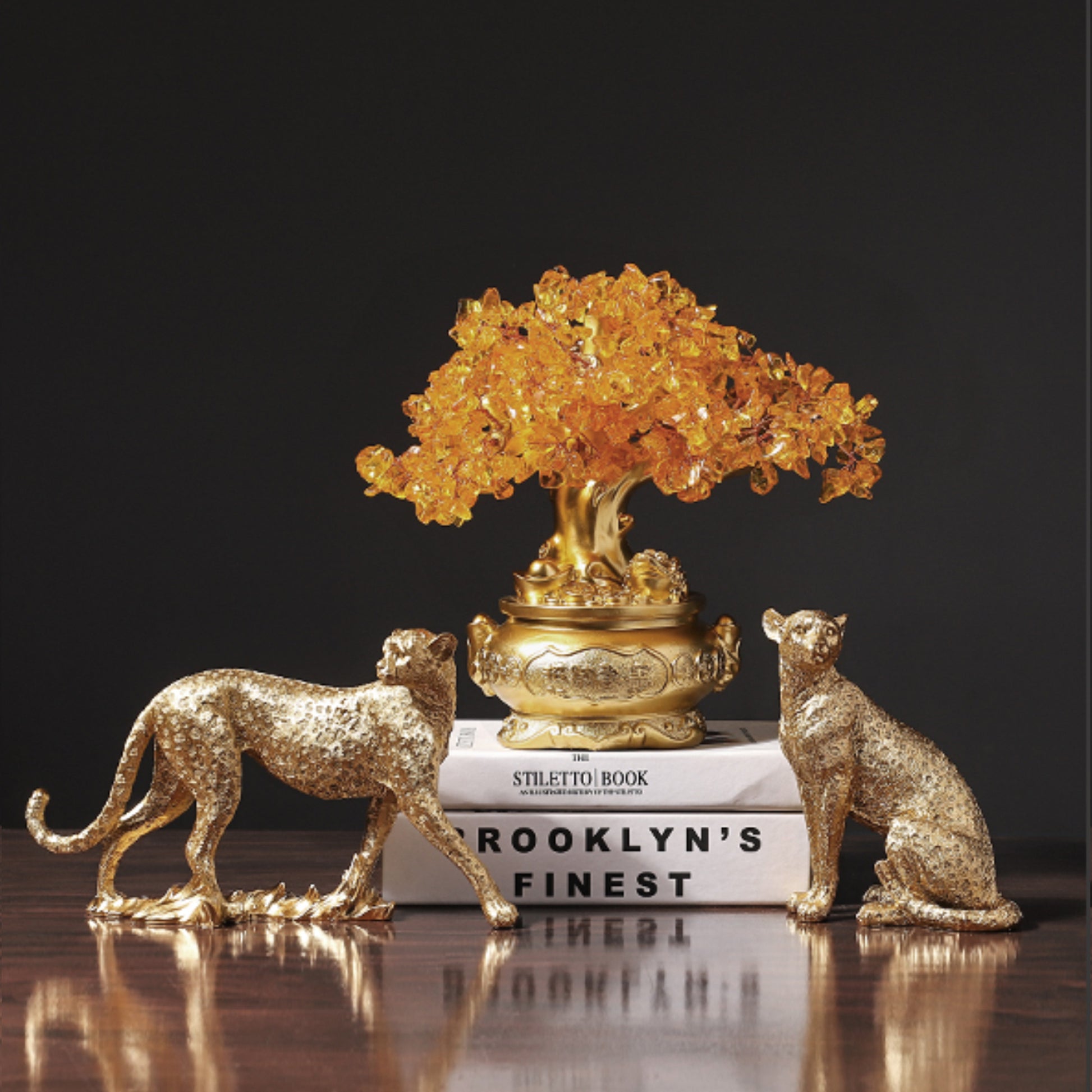 Golden Leopard Ornaments - Jasmine and Jade Interiors
