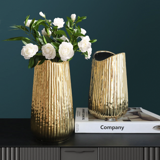 Golden Bark Vases - Jasmine and Jade Interiors