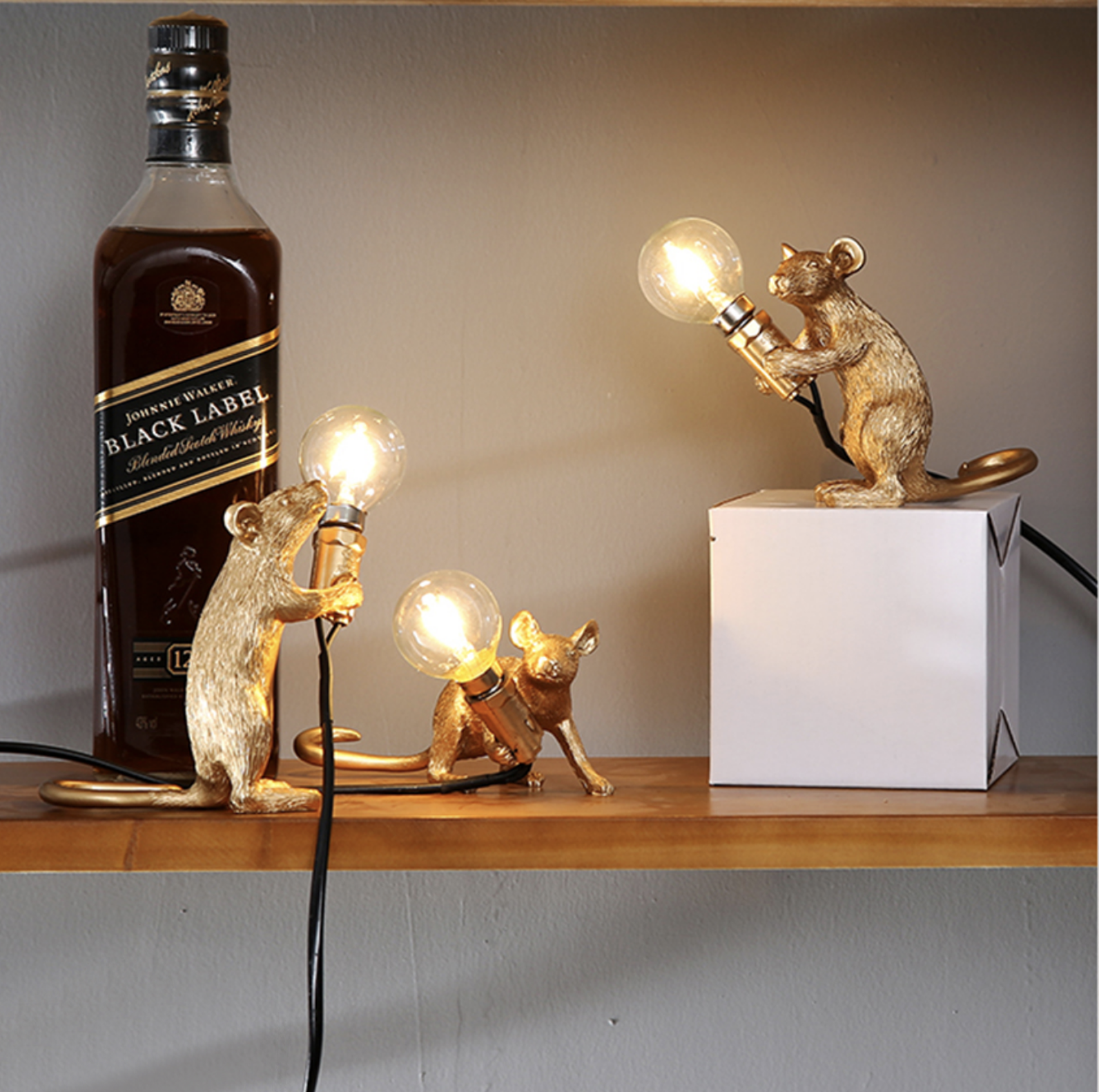 Nordic White, Black or Gold Mice Table Lamps - Jasmine and Jade Interiors