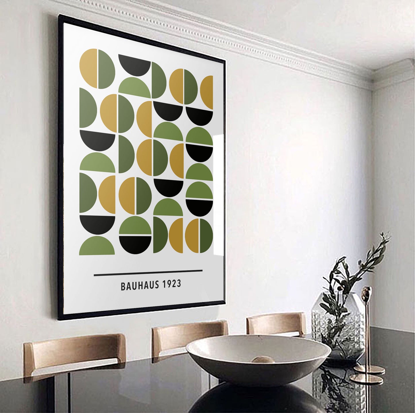 Green/Yellow Bauhaus Art Print - Jasmine and Jade Interiors