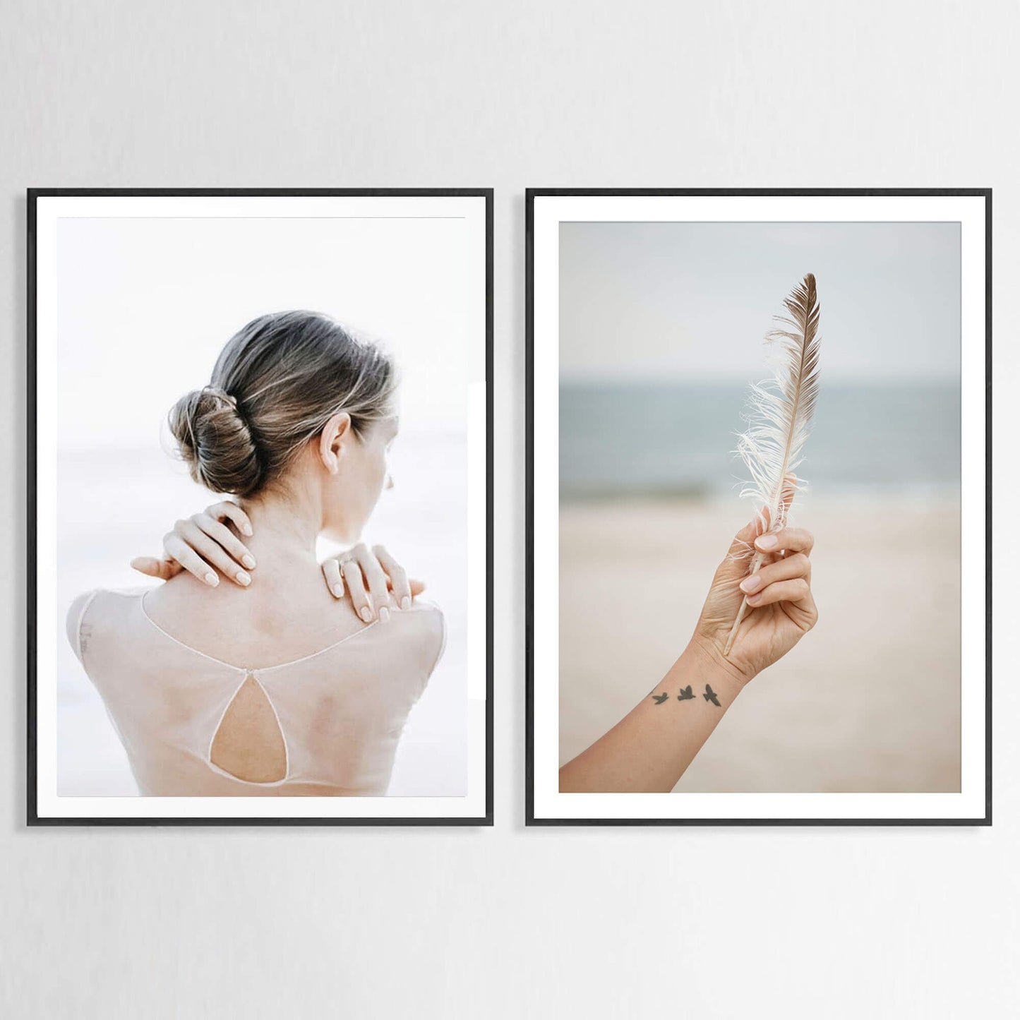 Boho Beach feather, seaside art poster
