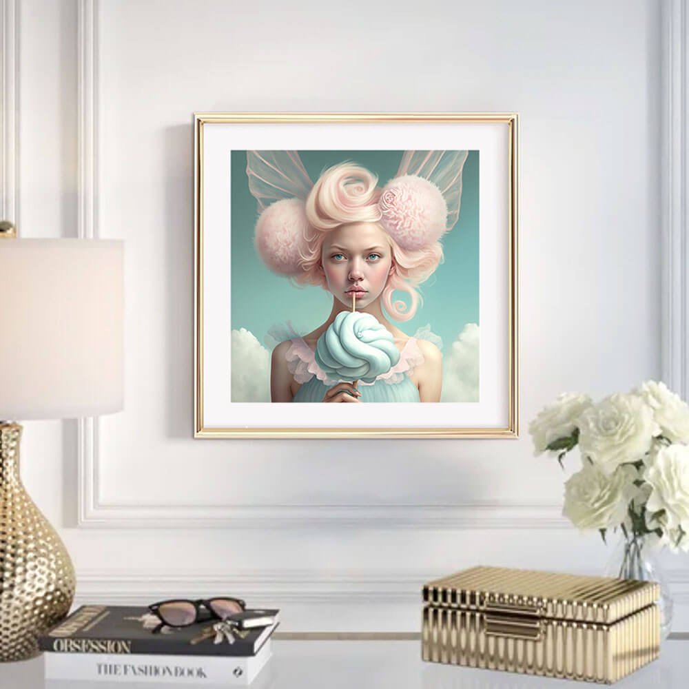 Cotton Candy Fairy Girl Art Print