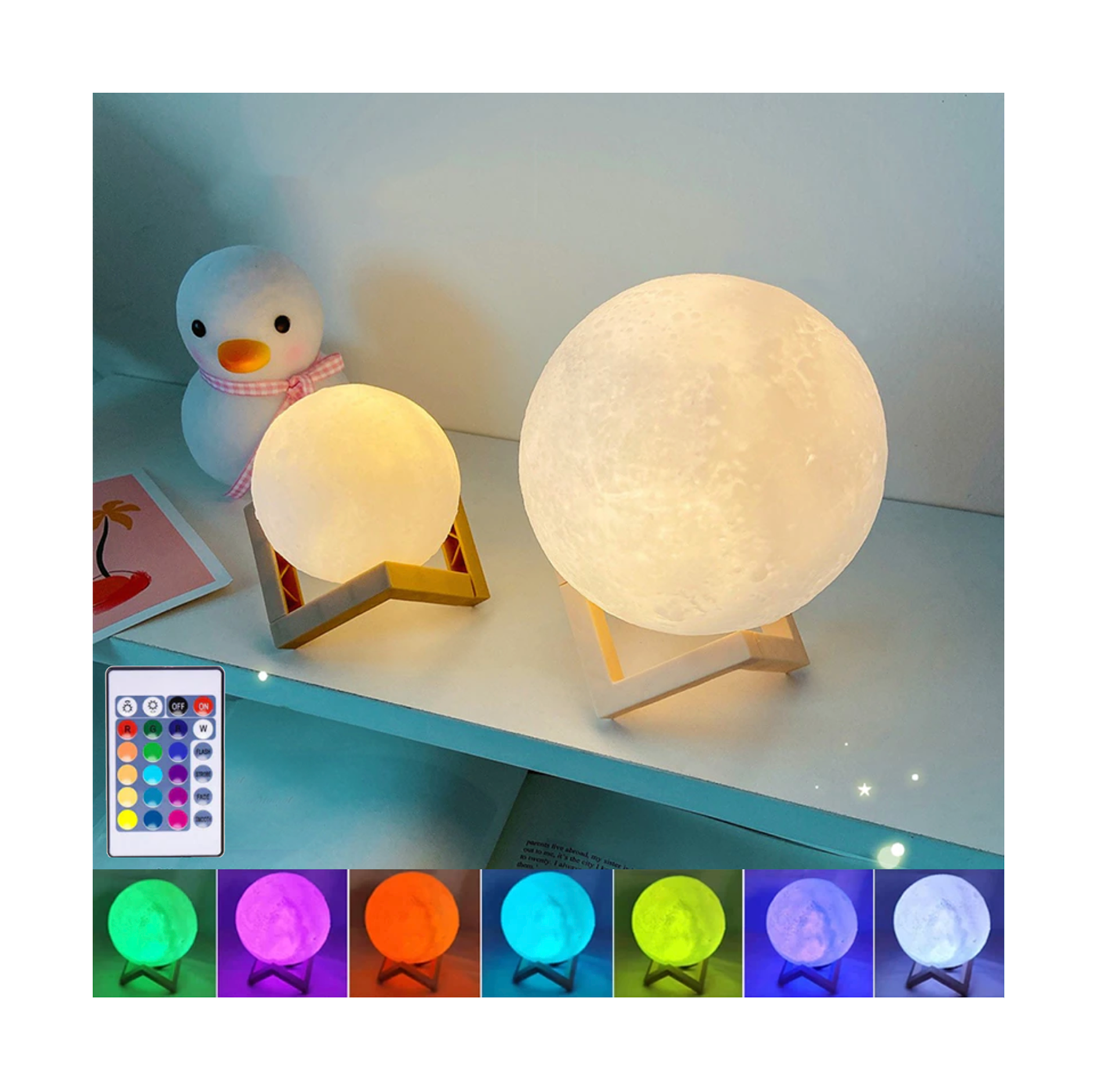 Colour Change Remote Control Portable Moon Lamp - 16 Colours - Jasmine and Jade Interiors