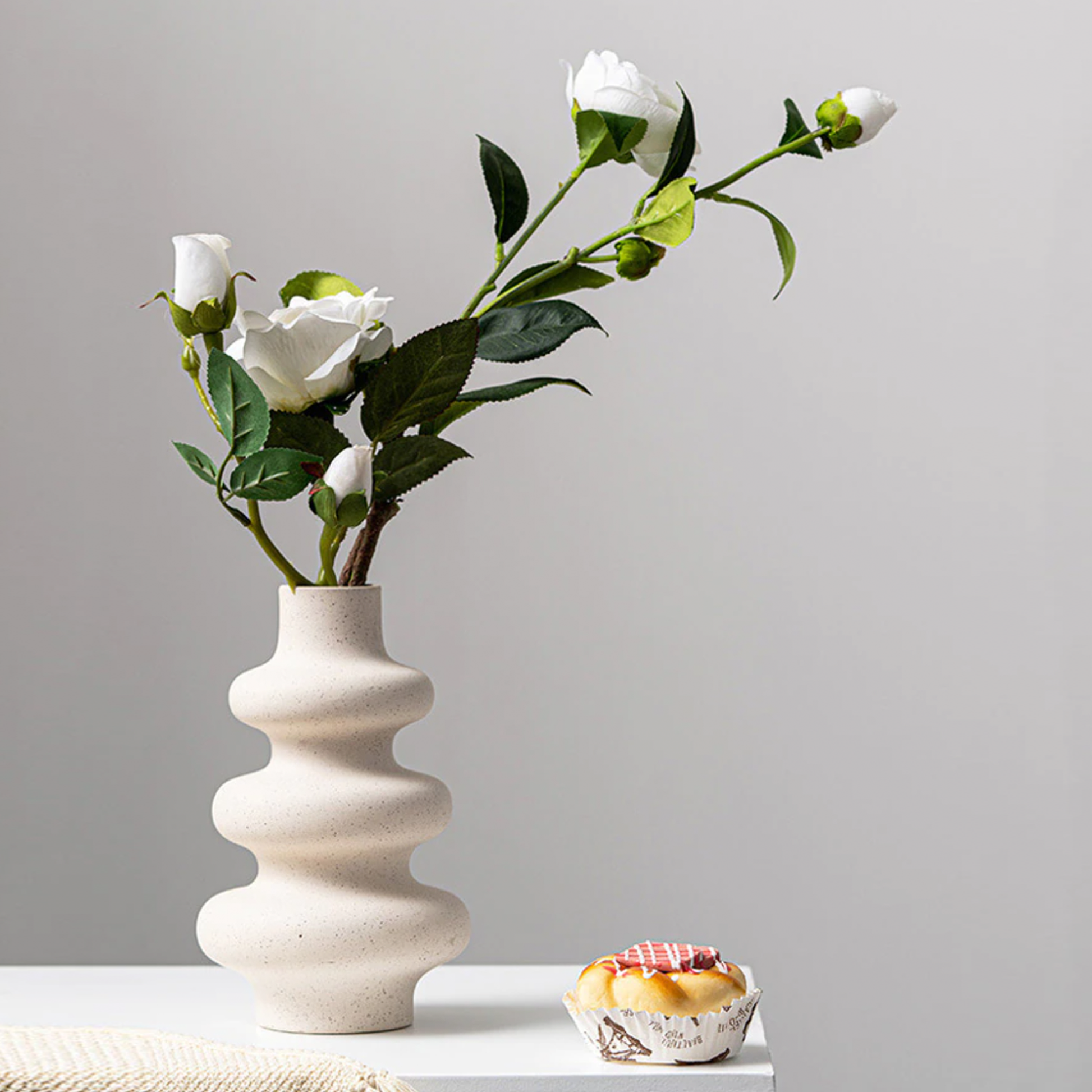 Boho beige vase. Suitable for pampas grass, dried or fresh flowers.