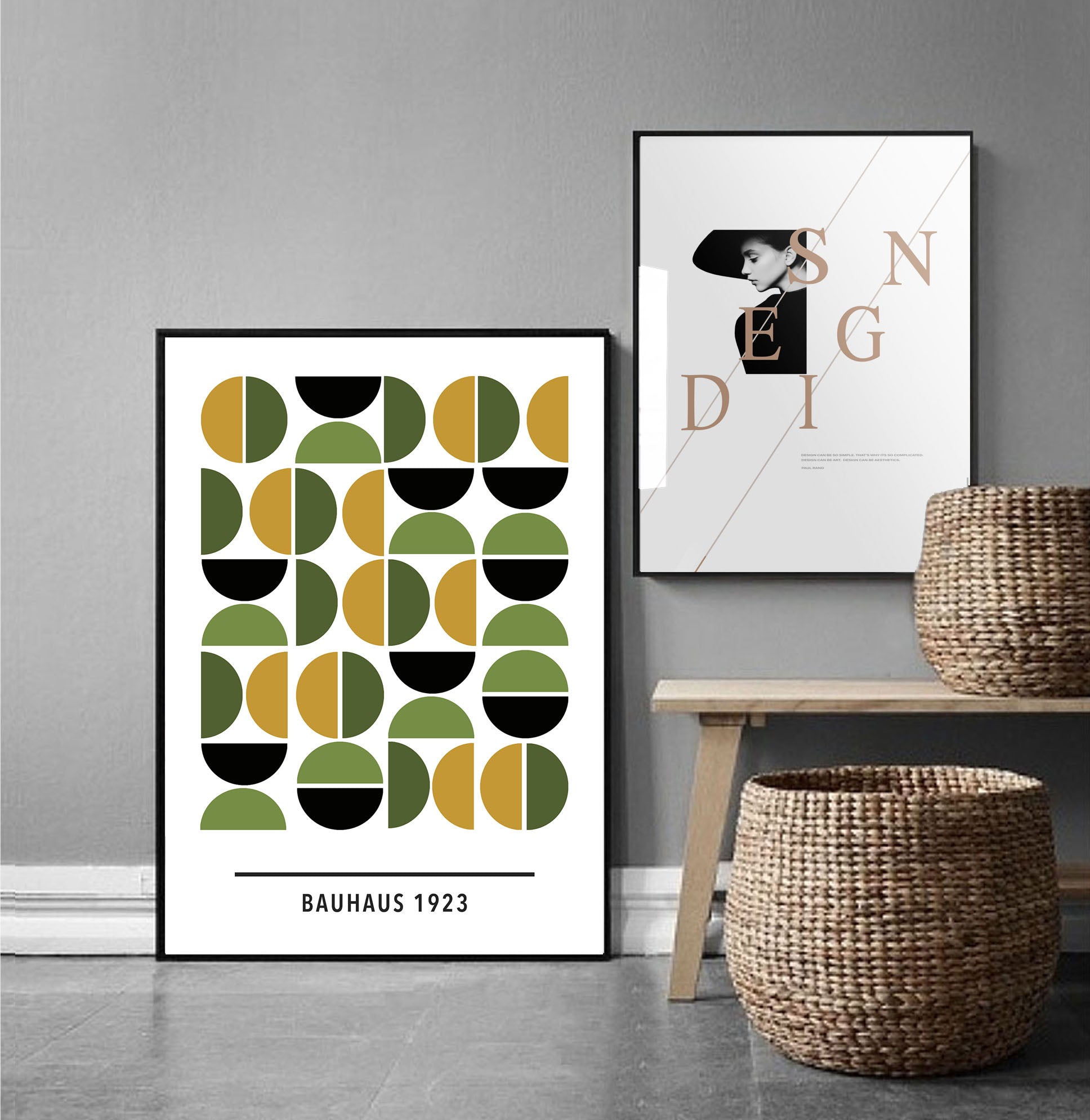 Green/Yellow Bauhaus Art Print - Jasmine and Jade Interiors
